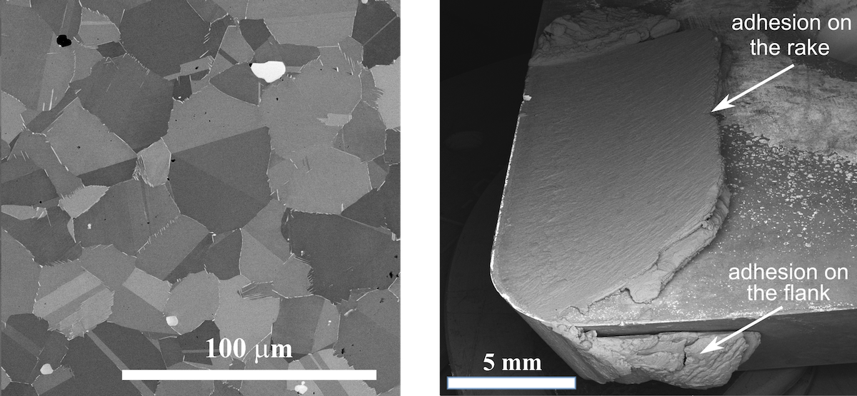 Microstructure of cemented carbide and tool flank wear